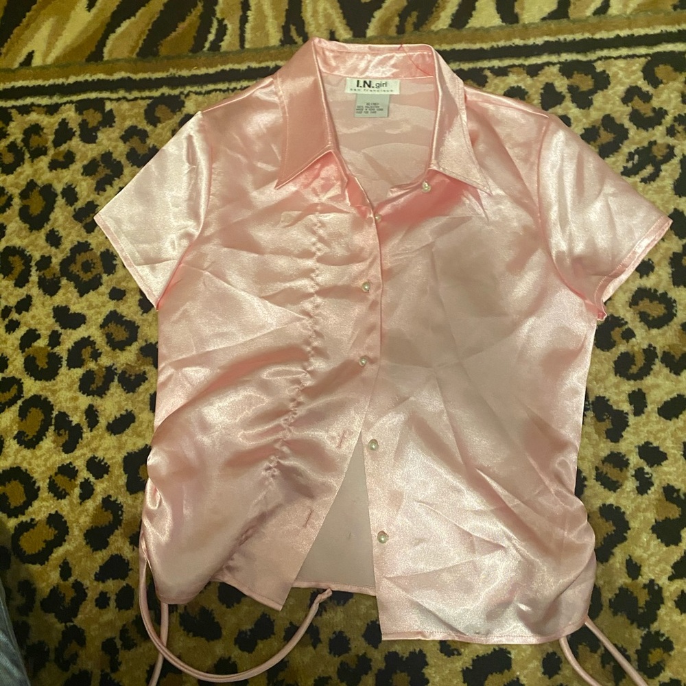 y2k satin button up